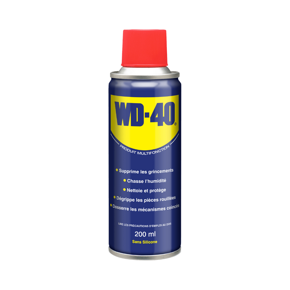 WD-40 Dégrippante Multi-Usage 200 ml – Lubrifie, Dégrippe, Protège et Nettoie