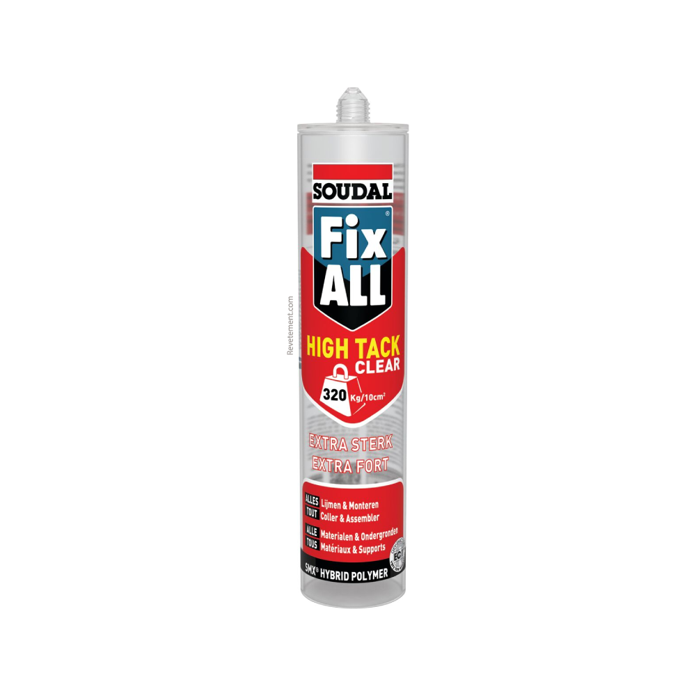 Soudal Fix ALL HIGH TACK CLEAR Transparent 290 ML – Mastic - colle hybride