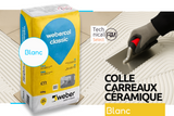 Webercol classique - Colle Carrelage 25 kg - Blanche Pose Intérieure & Extérieure - Revêtement Maroc
