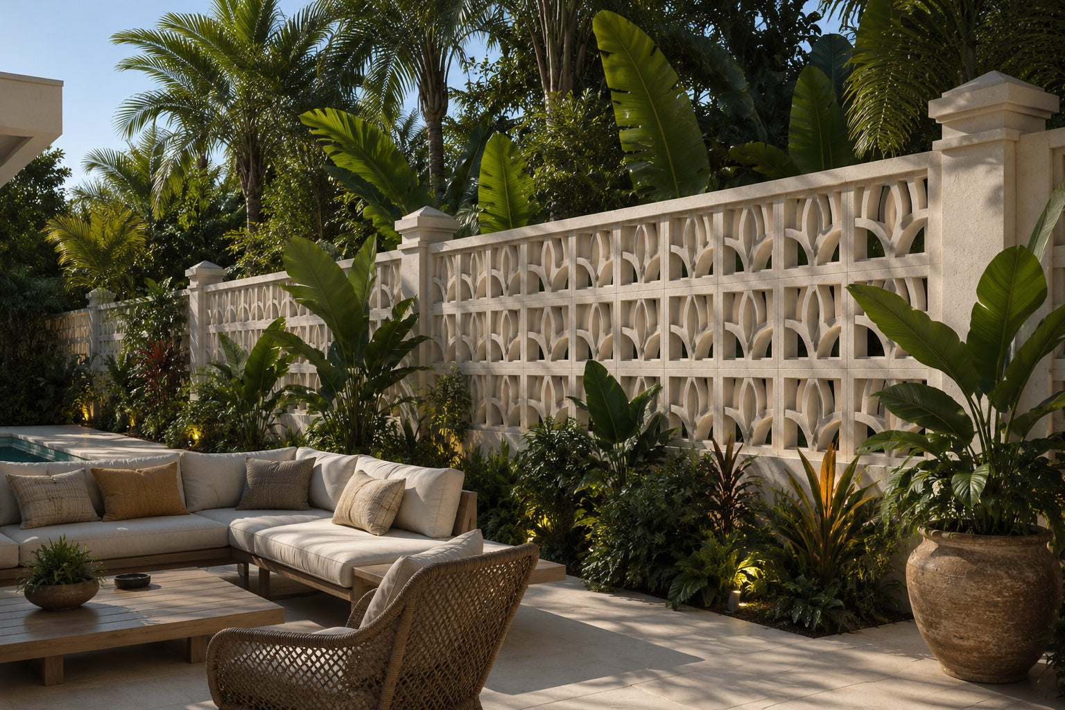 Brise-vue cimenté HD 45 – Claustra décoratif en béton haute densité