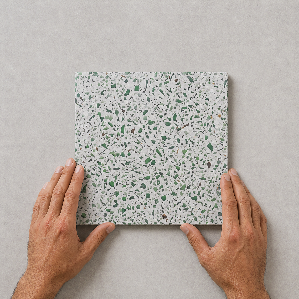 Carreau de ciment - terra unim vert ref. 25212144 pack 6 pièces - TILINE
