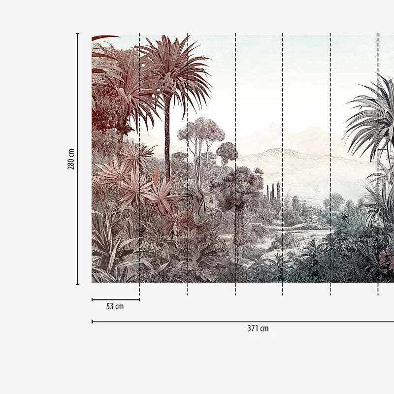Papier peint panoramique Jungle Tropicale Vintage - Revêtement Maroc