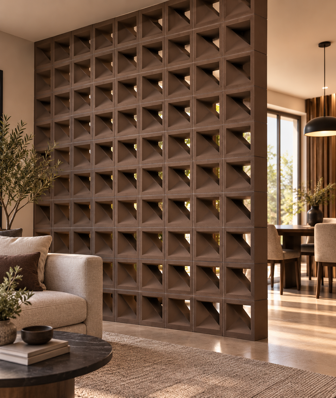 Brise-vue cimenté Cleo HD 45 – Claustra décoratif en béton haute densité