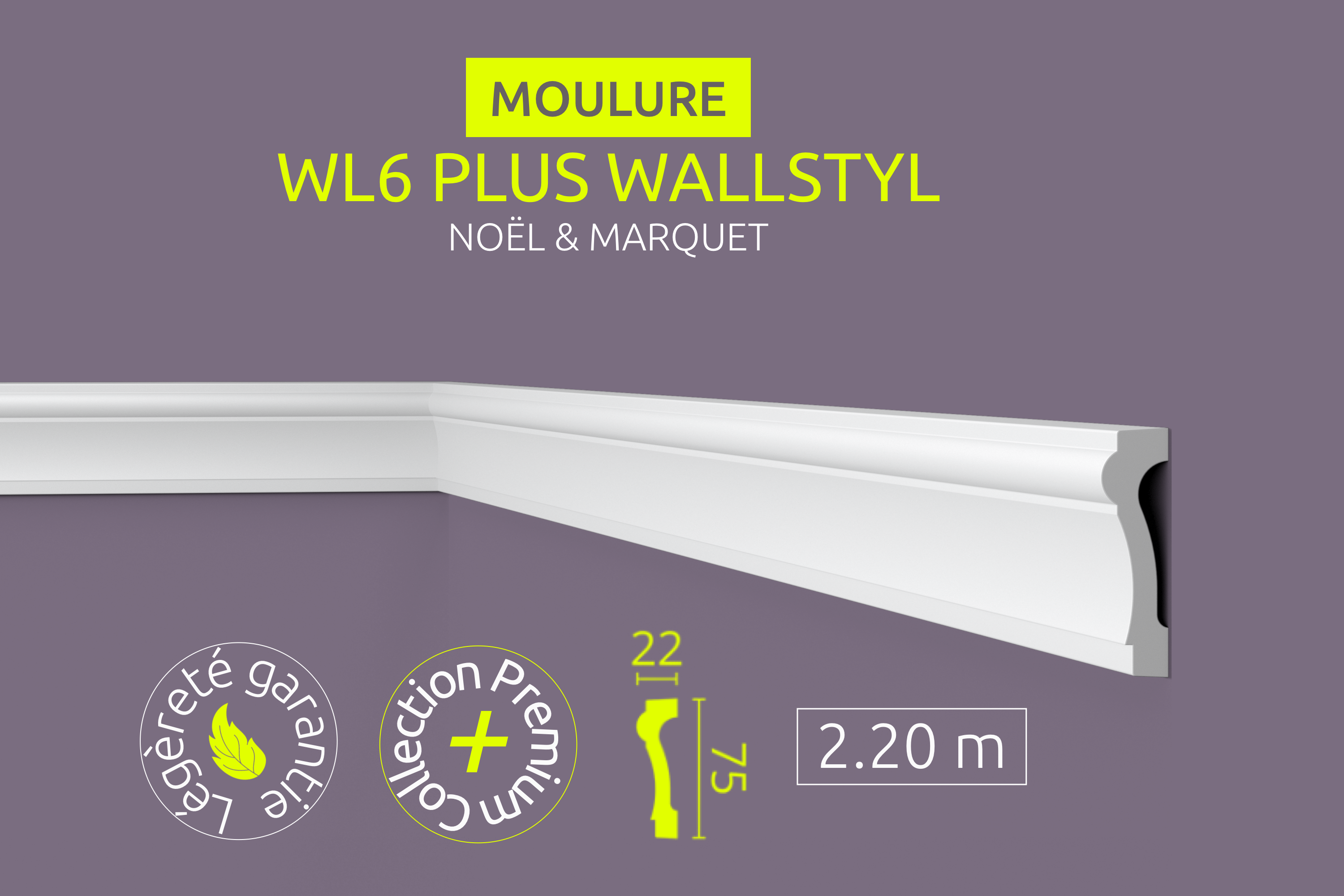 Moulure WL6 plus wallstyl - 2.20 mètres - Revêtement Maroc