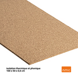 Panneau d'isolation en liège Naturel (1m*0.5m=0.5m²) épaisseur 6mm - Revêtement Maroc