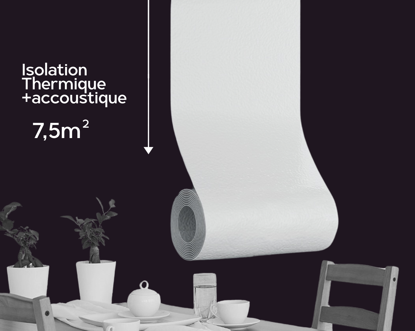 Rouleau d'isolation thermique et phonique NOMA THERMAFLEECE PRO (12,5m*0,6m=7,5m²) épaisseur 2mm - Revêtement Maroc
