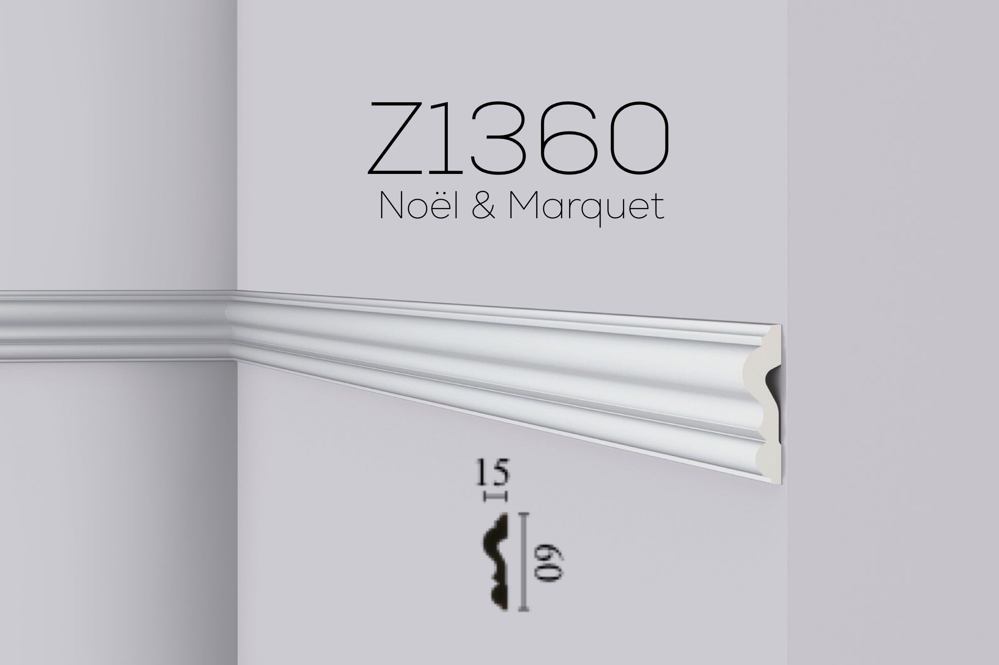 Moulure Z1360 arstyl PU - 2000 x 60 x 15 mm - Premium - Revêtement Maroc