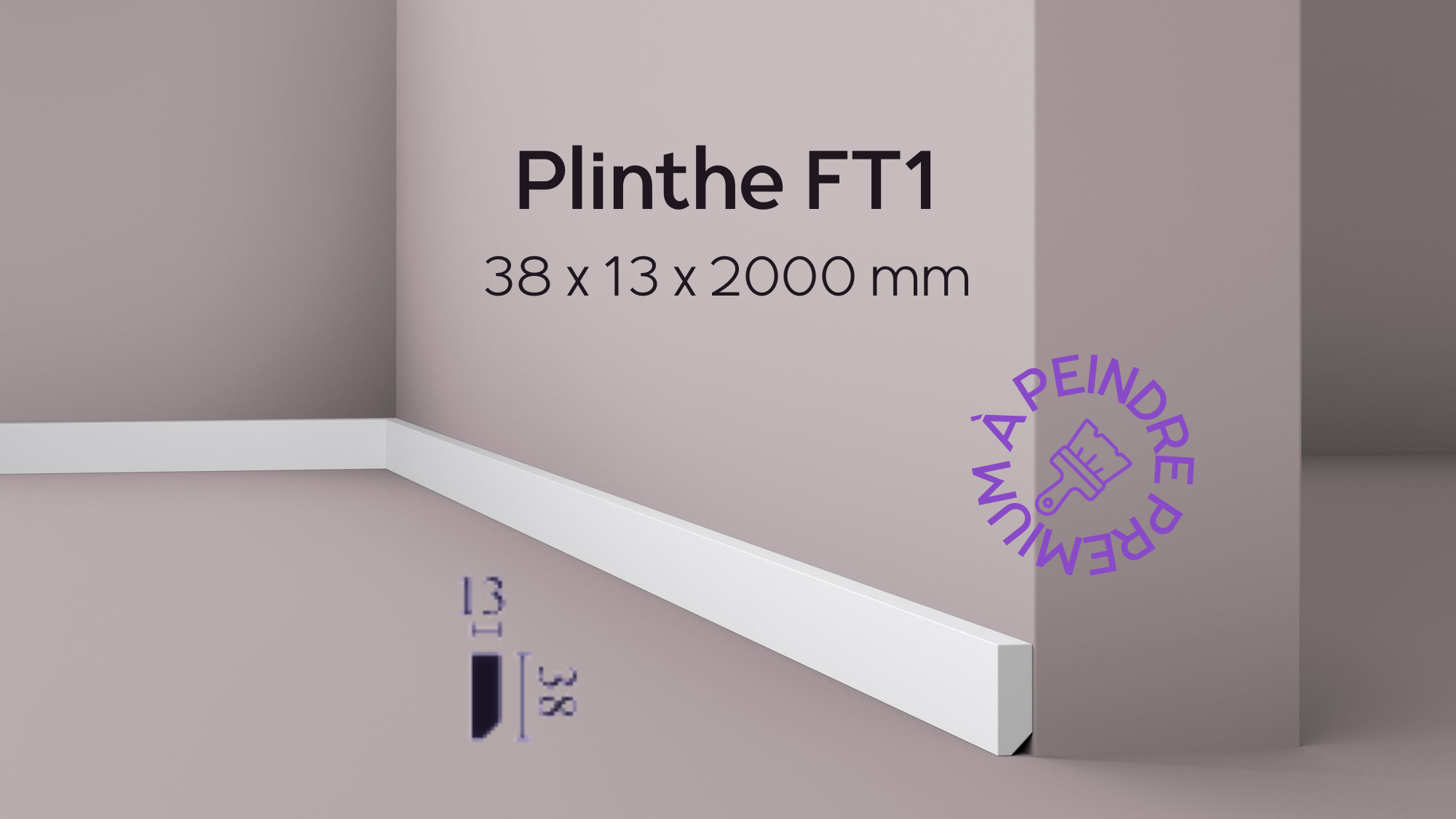 Plinthe FT1 à peindre polymère - 2 mètres - Revêtement Maroc