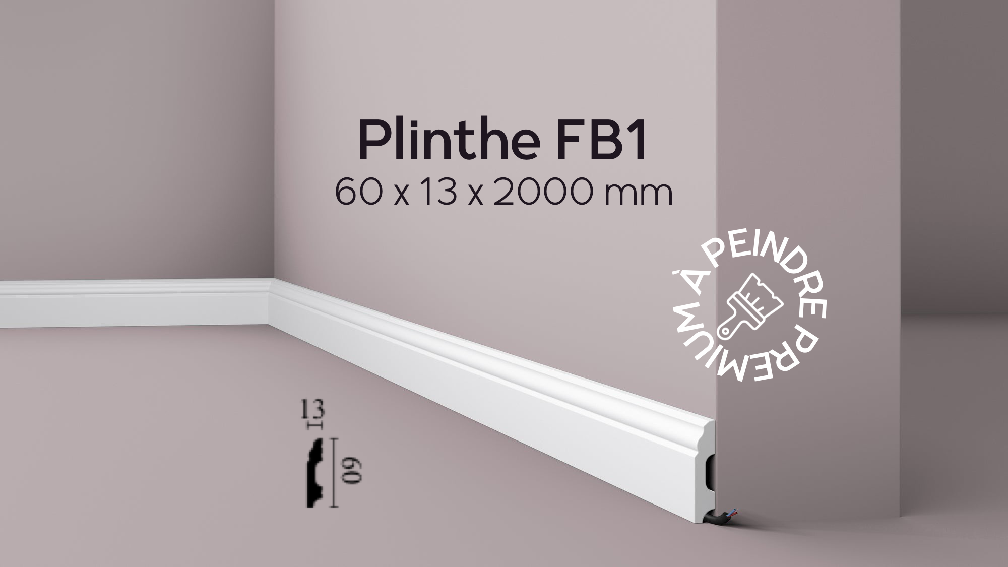 Plinthe FB1 Wallstyl - 60 x 13 x 2000 mm - Revêtement Maroc
