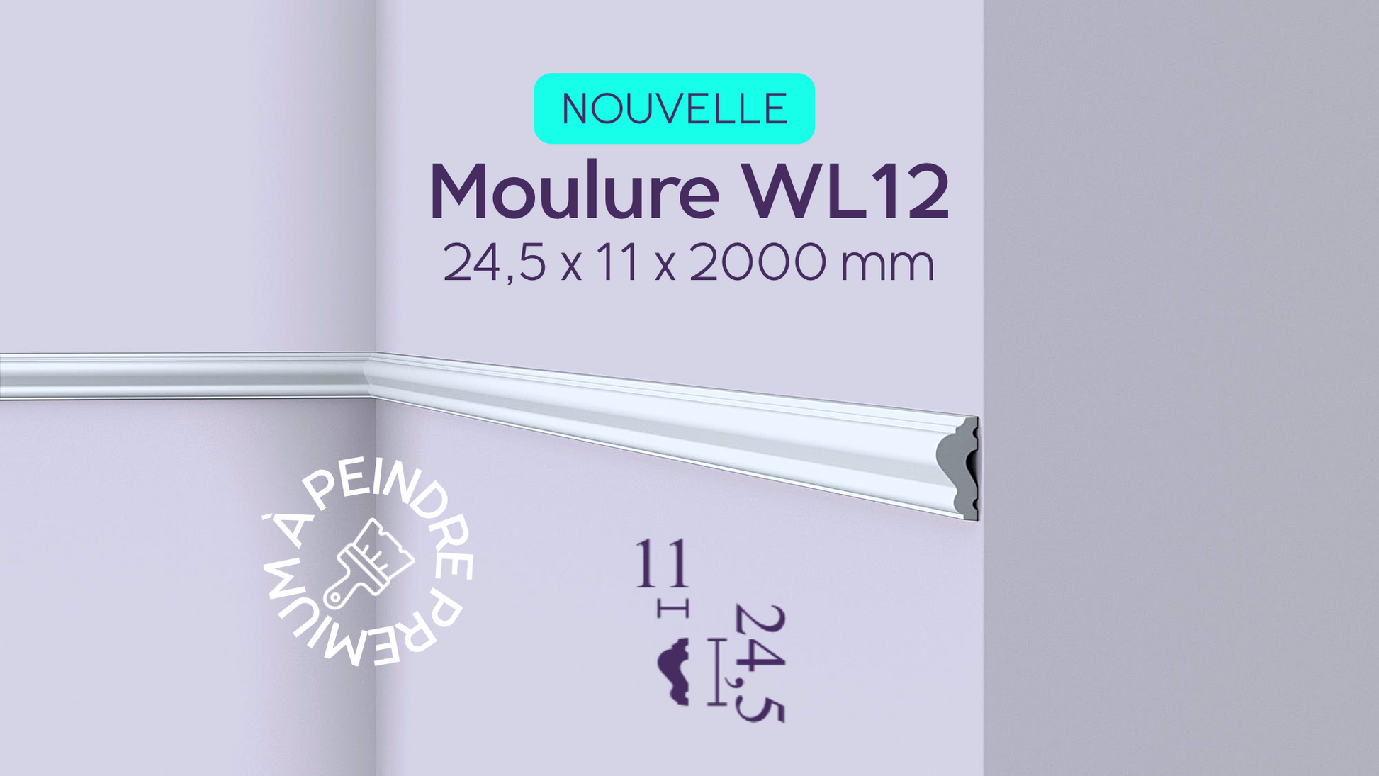 MOULURE WL12 WALLSTYL® -  24,5 x 11 x 2000 mm - Revêtement Maroc