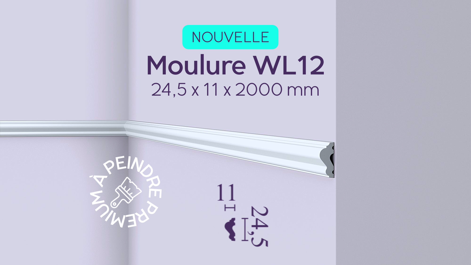 MOULURE WL12 WALLSTYL® -  24,5 x 11 x 2000 mm - Revêtement Maroc