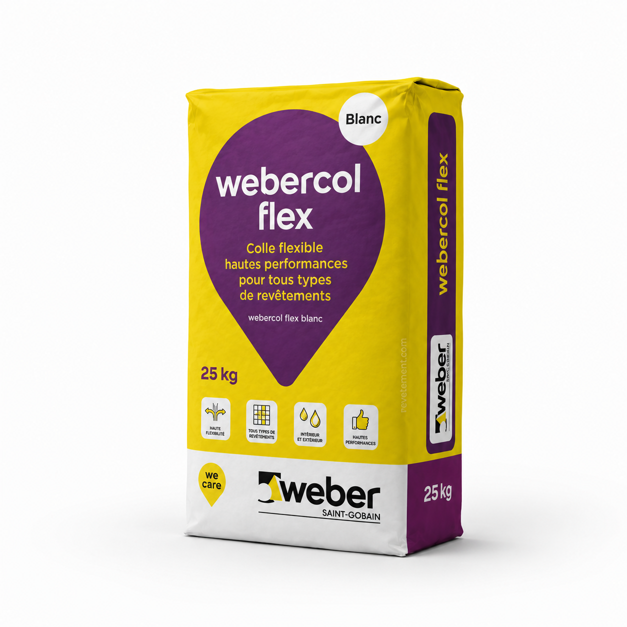Webercol flex – Mortier-colle flexible haute performance 25kg- Blanc