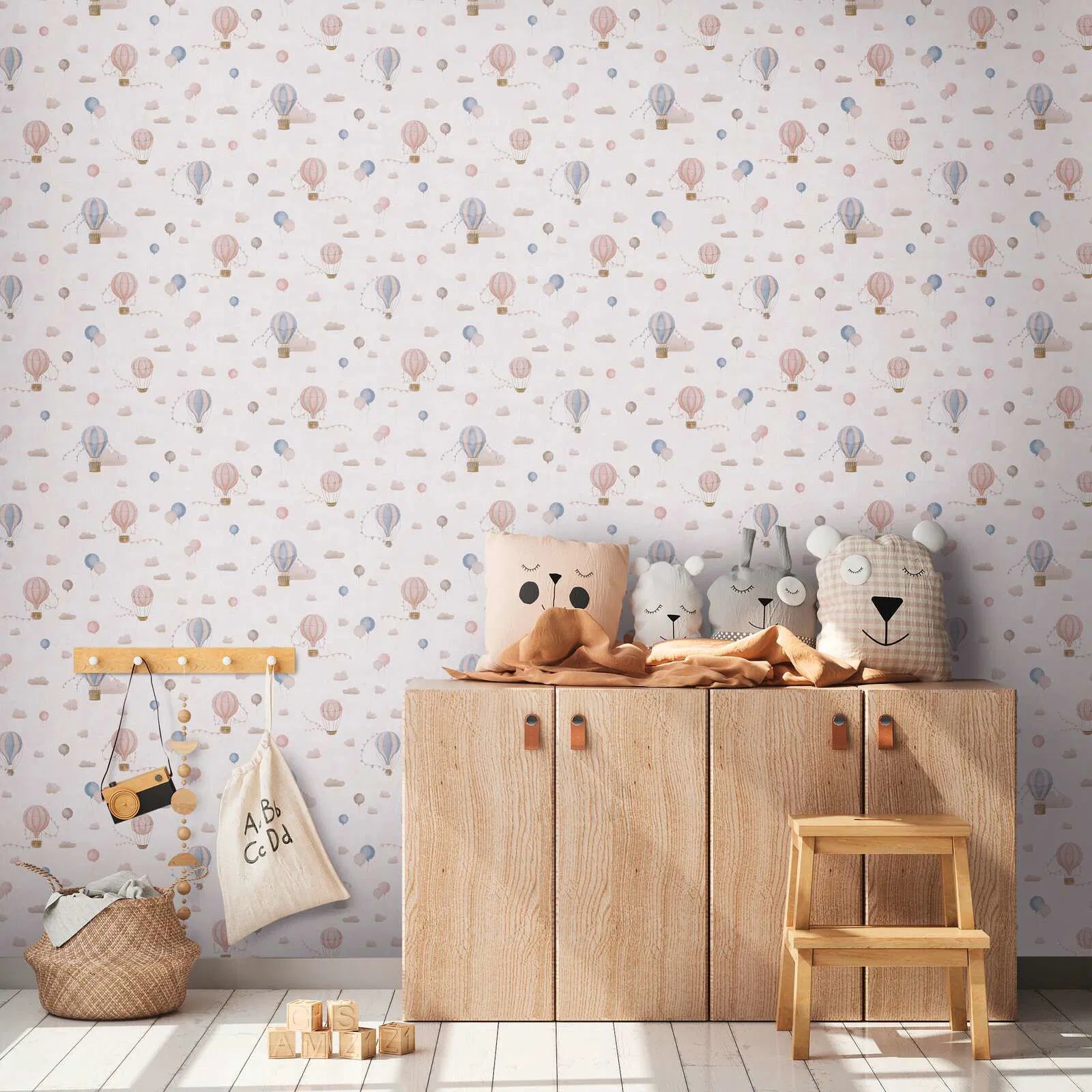 Papier Peint Montgolfières Rêveuses – Voyage Poétique pour Chambre Bébé - Revêtement Maroc
