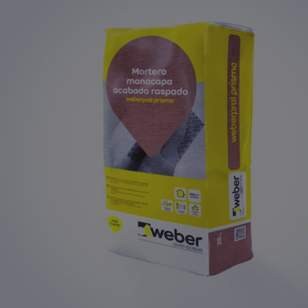 Load video: Weberpral Prisma single-layer coating, choice of finish, 25kg