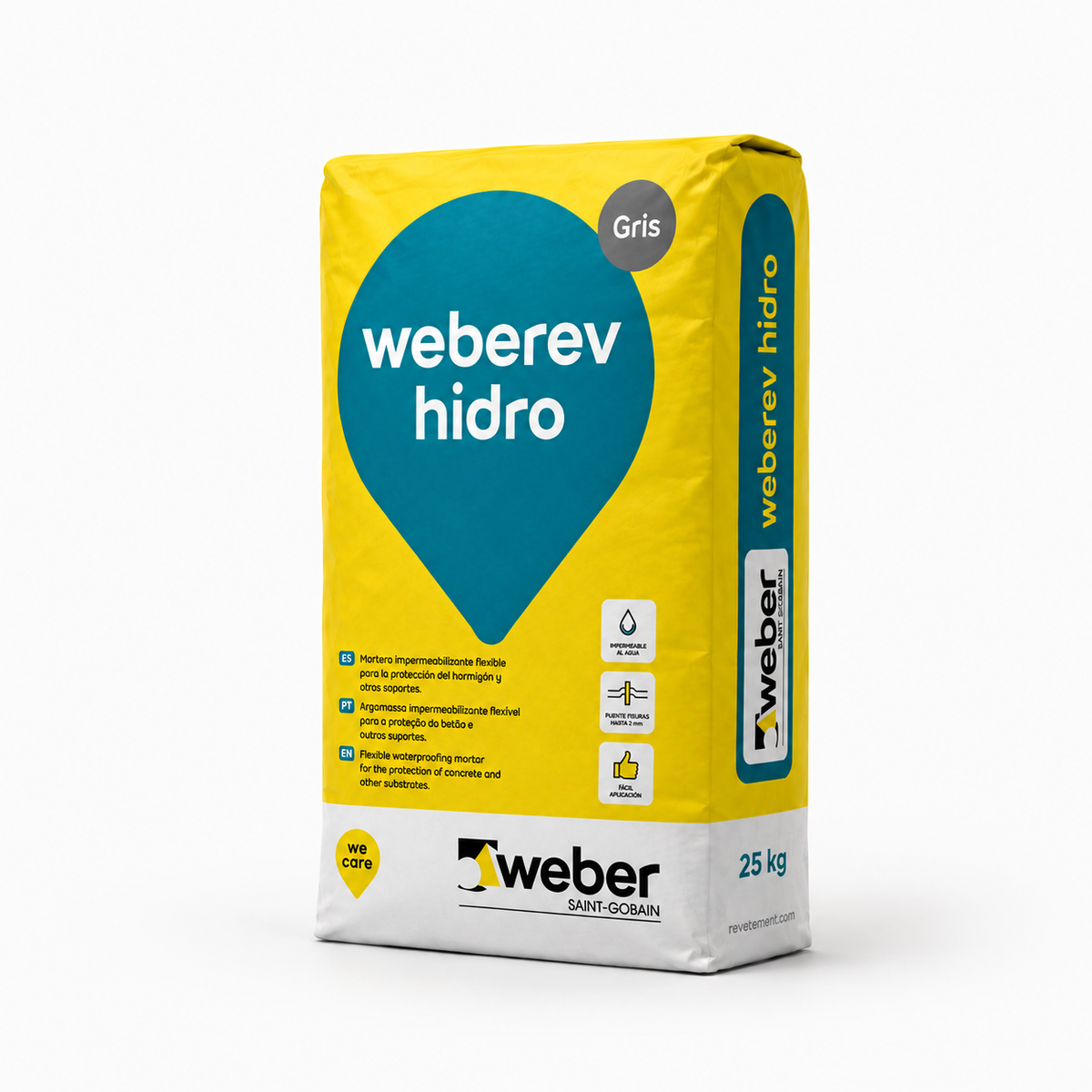 Mortier minéral Weberev Hidro pour enduit de façades W2 -Gris- 25kg